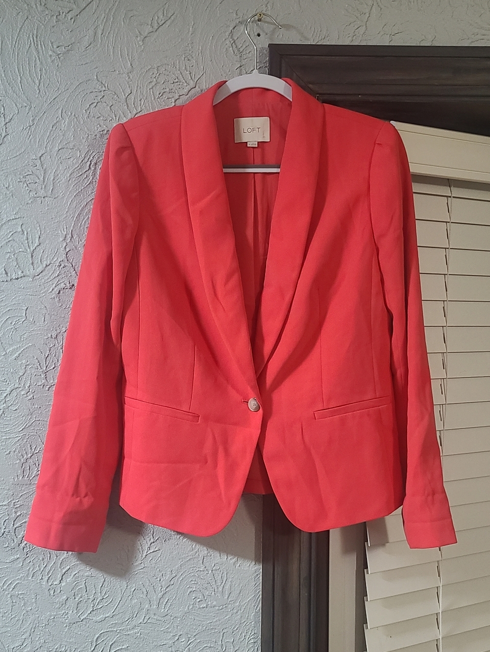 LOFT Coral-Pink Shawl Collar One Button Blazer - Picture 14 of 15
